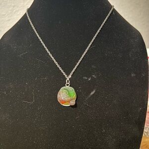 Elegant Green and Orange Pendant Necklace